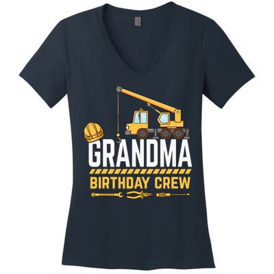 Grandma Birthday Crew Construction Birthday Women's V-Neck T-Shirt