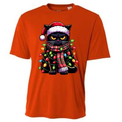 Grumpy Black Cat Meowy Xmas Christmas Outfit Cat Dad Cat Mom Great Gift Cooling Performance Crew T-Shirt