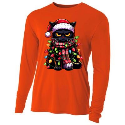 Grumpy Black Cat Meowy Xmas Christmas Outfit Cat Dad Cat Mom Great Gift Cooling Performance Long Sleeve Crew