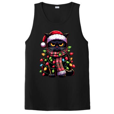 Grumpy Black Cat Meowy Xmas Christmas Outfit Cat Dad Cat Mom Great Gift PosiCharge Competitor Tank