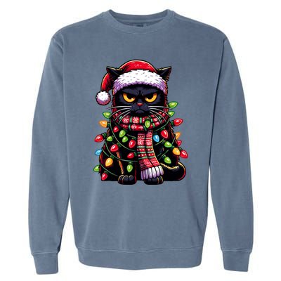 Grumpy Black Cat Meowy Xmas Christmas Outfit Cat Dad Cat Mom Great Gift Garment-Dyed Sweatshirt