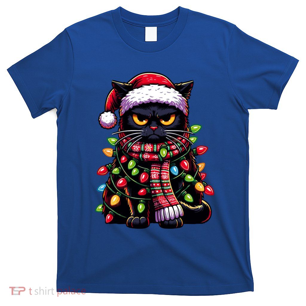 Grumpy Black Cat Meowy Xmas Christmas Outfit Cat Dad Cat Mom Great Gift T-Shirt