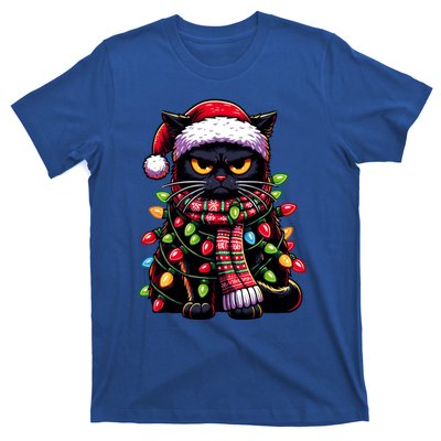 Grumpy Black Cat Meowy Xmas Christmas Outfit Cat Dad Cat Mom Great Gift T-Shirt