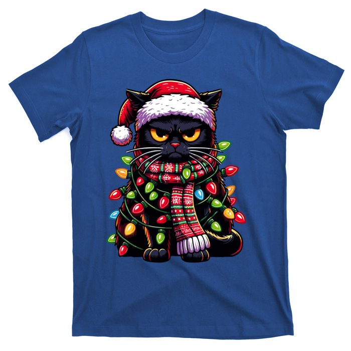 Grumpy Black Cat Meowy Xmas Christmas Outfit Cat Dad Cat Mom Great Gift T-Shirt