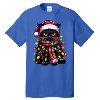 Grumpy Black Cat Meowy Xmas Christmas Outfit Cat Dad Cat Mom Great Gift Tall T-Shirt