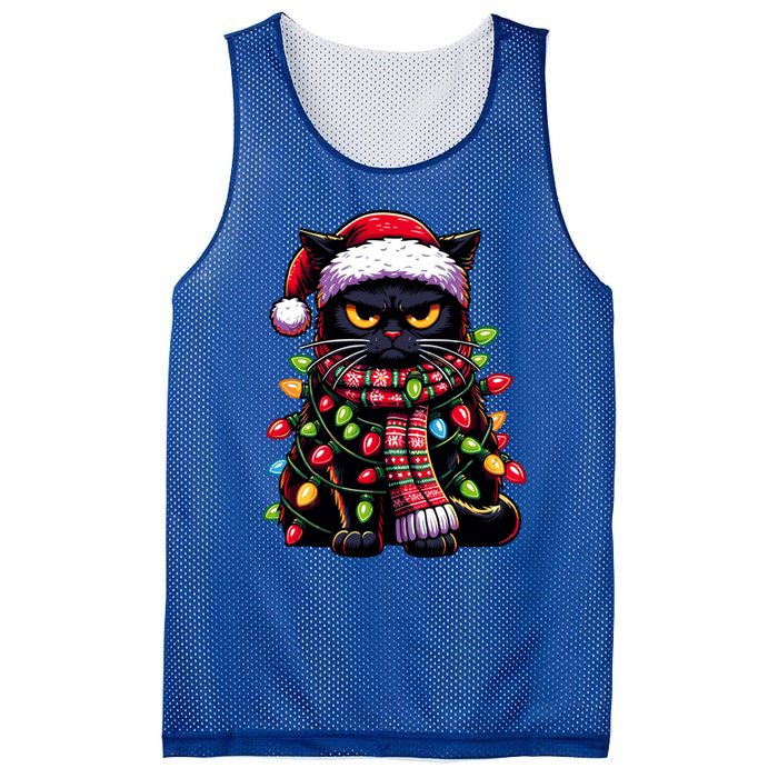 Grumpy Black Cat Meowy Xmas Christmas Outfit Cat Dad Cat Mom Great Gift Mesh Reversible Basketball Jersey Tank