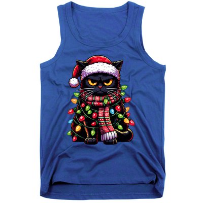 Grumpy Black Cat Meowy Xmas Christmas Outfit Cat Dad Cat Mom Great Gift Tank Top