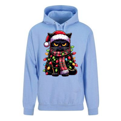 Grumpy Black Cat Meowy Xmas Christmas Outfit Cat Dad Cat Mom Great Gift Unisex Surf Hoodie