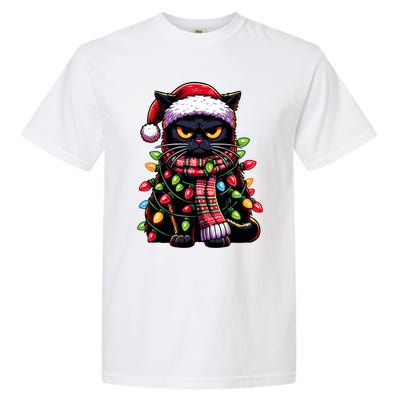 Grumpy Black Cat Meowy Xmas Christmas Outfit Cat Dad Cat Mom Great Gift Garment-Dyed Heavyweight T-Shirt