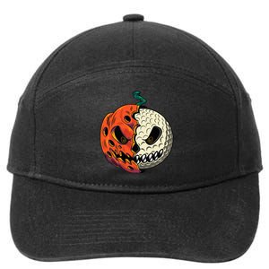 Golf Ball Costume - Pumpkin Skull Halloween Golf Player 7-Panel Snapback Hat