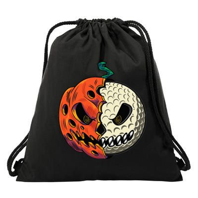 Golf Ball Costume - Pumpkin Skull Halloween Golf Player Drawstring Bag