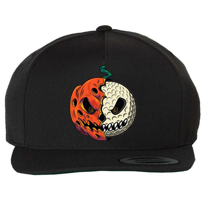 Golf Ball Costume - Pumpkin Skull Halloween Golf Player Wool Snapback Cap