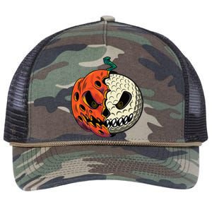 Golf Ball Costume - Pumpkin Skull Halloween Golf Player Retro Rope Trucker Hat Cap