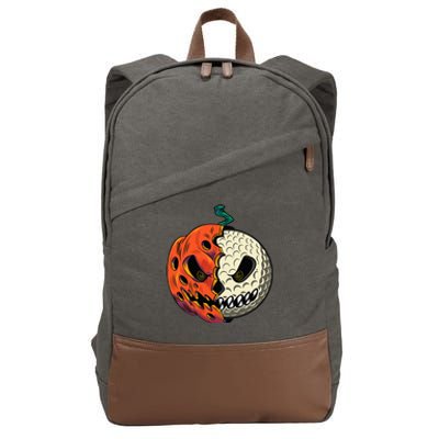 Golf Ball Costume - Pumpkin Skull Halloween Golf Player Cotton Canvas Backpack