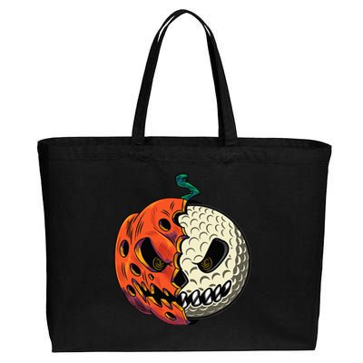 Golf Ball Costume - Pumpkin Skull Halloween Golf Player Cotton Canvas Jumbo Tote