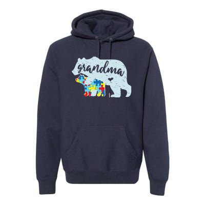 Grandma Bear Cute Autism Awareness Puzzle Piece Cub Gift Premium Hoodie