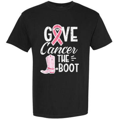 Give Breast Cancer The Boot Pink Ribbon Awareness Women Garment-Dyed Heavyweight T-Shirt