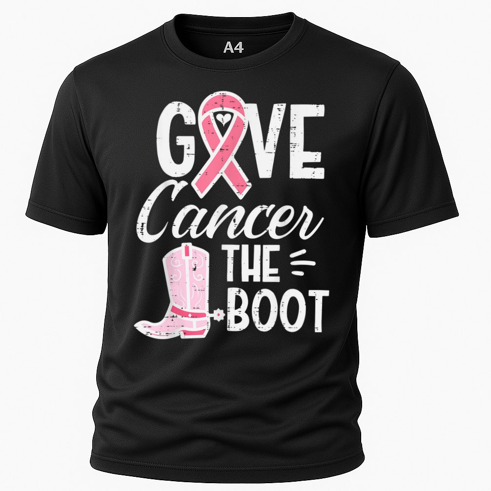 Give Breast Cancer The Boot Pink Ribbon Awareness Women Cooling Performance Crew T-Shirt