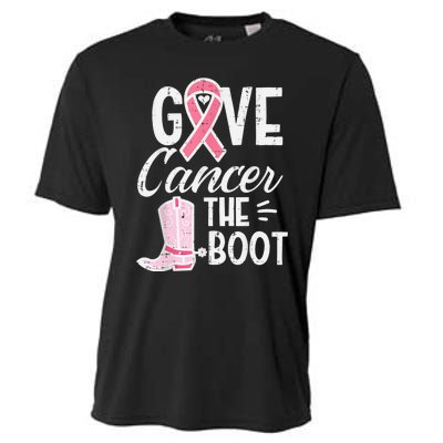 Give Breast Cancer The Boot Pink Ribbon Awareness Women Cooling Performance Crew T-Shirt