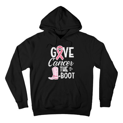 Give Breast Cancer The Boot Pink Ribbon Awareness Women Hoodie