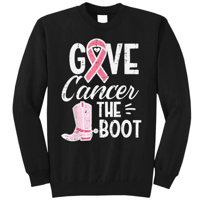 Give Breast Cancer The Boot Pink Ribbon Awareness Women Sweatshirt