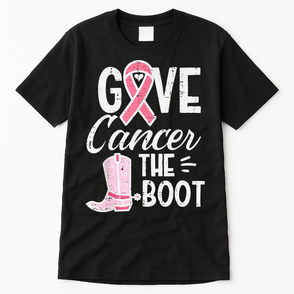 Give Breast Cancer The Boot Pink Ribbon Awareness Women Tall T-Shirt