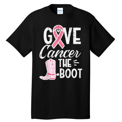 Give Breast Cancer The Boot Pink Ribbon Awareness Women Tall T-Shirt