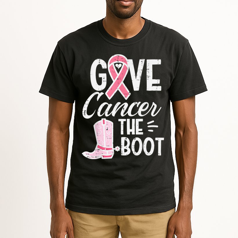 Give Breast Cancer The Boot Pink Ribbon Awareness Women Tall T-Shirt
