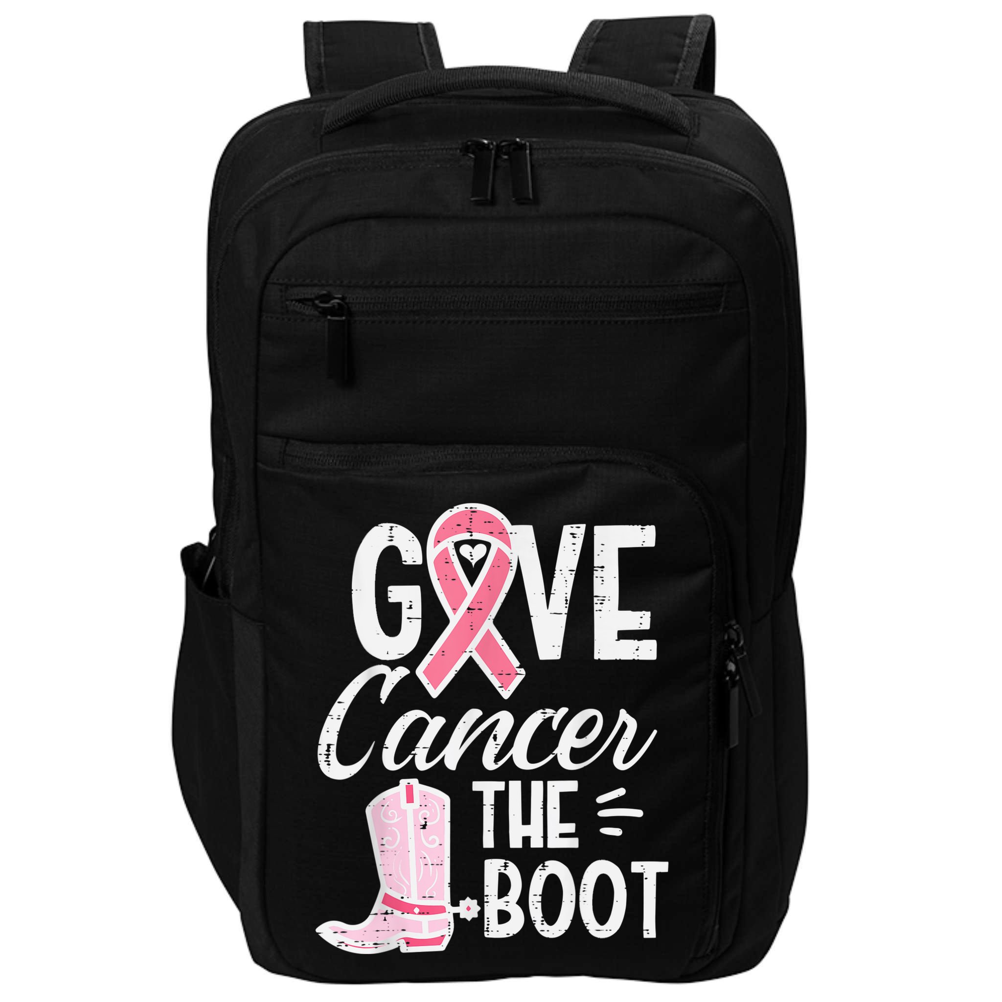 Give Breast Cancer The Boot Pink Ribbon Awareness Women Impact Tech Backpack