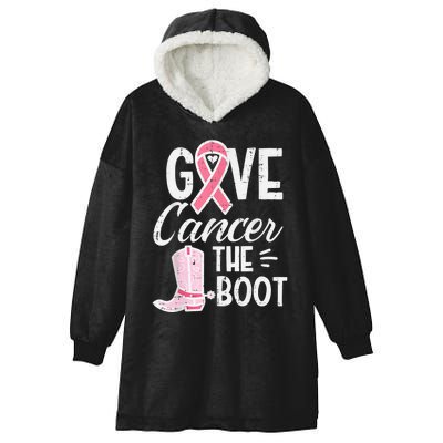 Give Breast Cancer The Boot Pink Ribbon Awareness Women Hooded Wearable Blanket