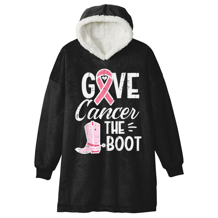 Give Breast Cancer The Boot Pink Ribbon Awareness Women Hooded Wearable Blanket