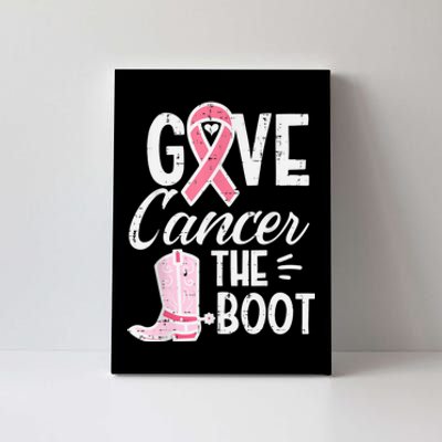 Give Breast Cancer The Boot Pink Ribbon Awareness Women Canvas