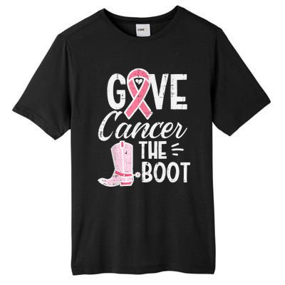 Give Breast Cancer The Boot Pink Ribbon Awareness Women Tall Fusion ChromaSoft Performance T-Shirt