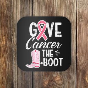 Give Breast Cancer The Boot Pink Ribbon Awareness Women Coaster