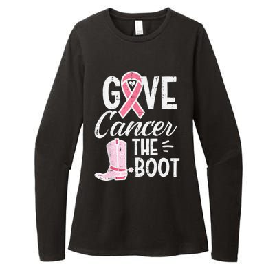 Give Breast Cancer The Boot Pink Ribbon Awareness Women Womens CVC Long Sleeve Shirt