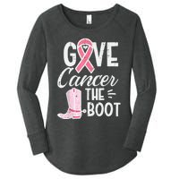 Give Breast Cancer The Boot Pink Ribbon Awareness Women Women's Perfect Tri Tunic Long Sleeve Shirt