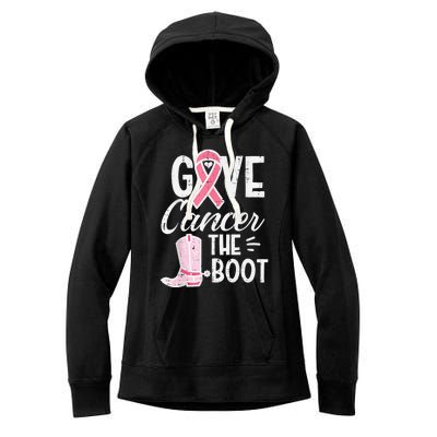 Give Breast Cancer The Boot Pink Ribbon Awareness Women Women's Fleece Hoodie