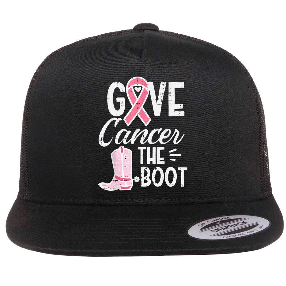 Give Breast Cancer The Boot Pink Ribbon Awareness Women Flat Bill Trucker Hat