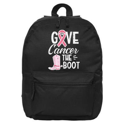 Give Breast Cancer The Boot Pink Ribbon Awareness Women 16 in Basic Backpack