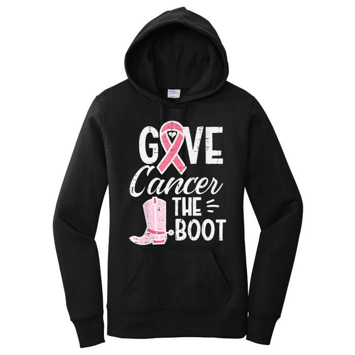 Give Breast Cancer The Boot Pink Ribbon Awareness Women Women's Pullover Hoodie