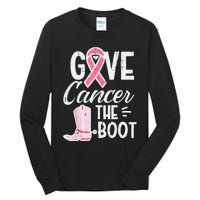 Give Breast Cancer The Boot Pink Ribbon Awareness Women Tall Long Sleeve T-Shirt