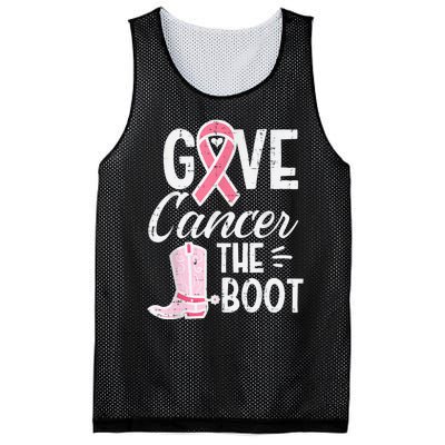 Give Breast Cancer The Boot Pink Ribbon Awareness Women Mesh Reversible Basketball Jersey Tank