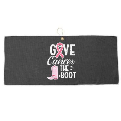 Give Breast Cancer The Boot Pink Ribbon Awareness Women Large Microfiber Waffle Golf Towel