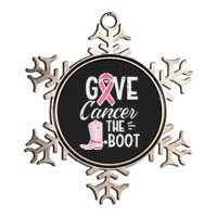 Give Breast Cancer The Boot Pink Ribbon Awareness Women Metallic Star Ornament