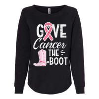 Give Breast Cancer The Boot Pink Ribbon Awareness Women Womens California Wash Sweatshirt