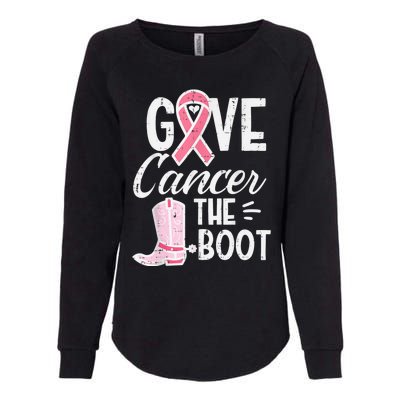 Give Breast Cancer The Boot Pink Ribbon Awareness Women Womens California Wash Sweatshirt