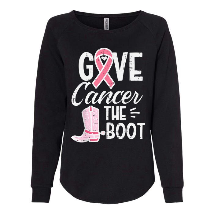 Give Breast Cancer The Boot Pink Ribbon Awareness Women Womens California Wash Sweatshirt