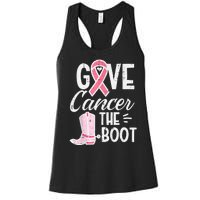 Give Breast Cancer The Boot Pink Ribbon Awareness Women Women's Racerback Tank