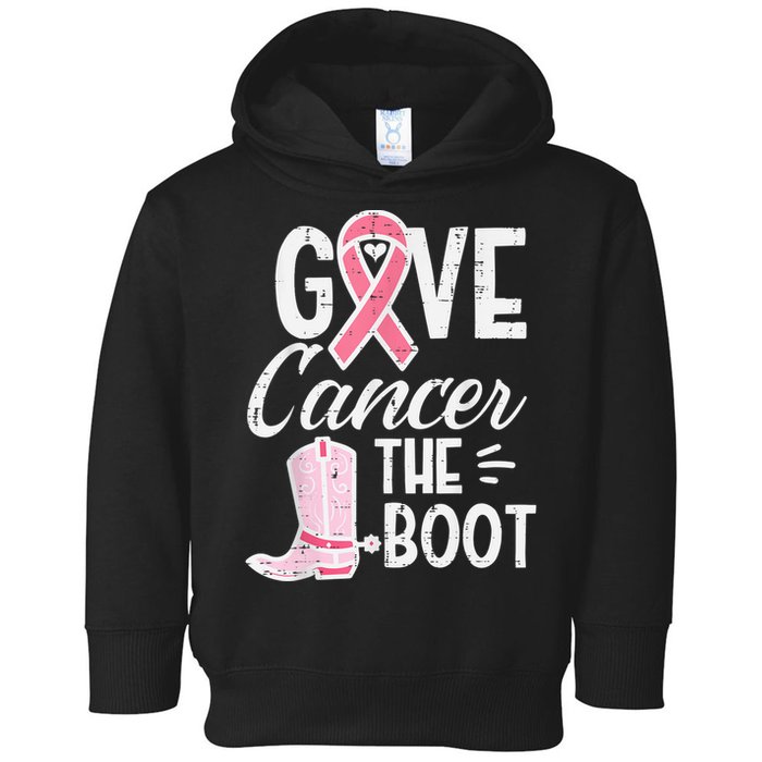 Give Breast Cancer The Boot Pink Ribbon Awareness Women Toddler Hoodie