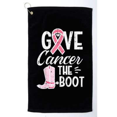 Give Breast Cancer The Boot Pink Ribbon Awareness Women Platinum Collection Golf Towel